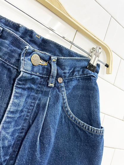 vintage 90s lee rider pleated indigo high waisted jeans | made in usa - good market thrift store