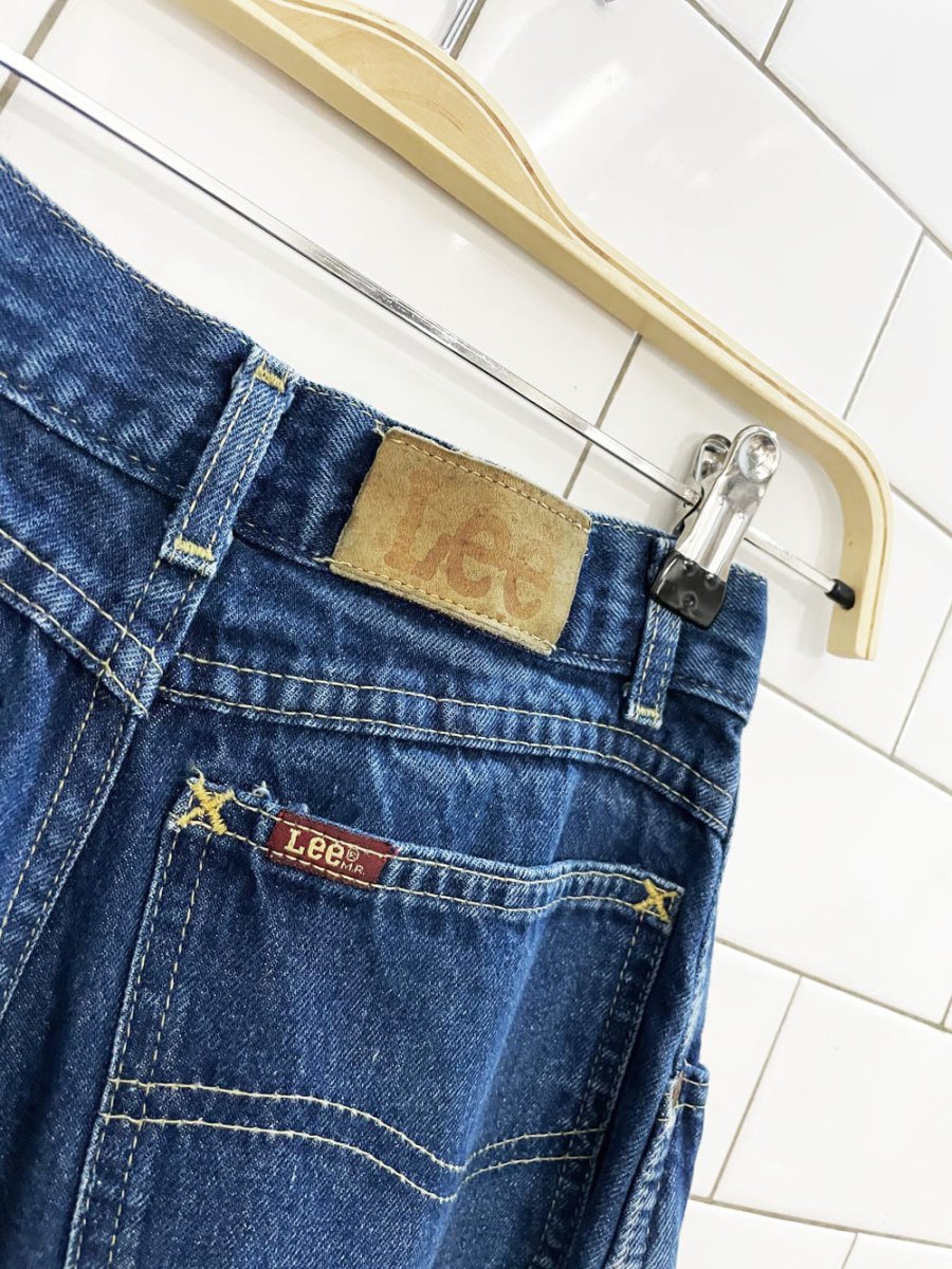 vintage 90s lee rider pleated indigo high waisted jeans | made in usa - good market thrift store
