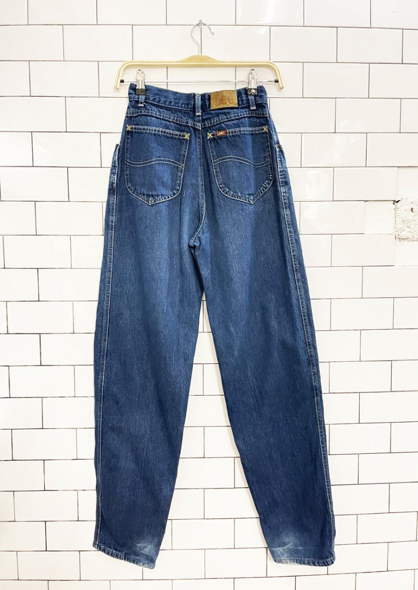 vintage 90s lee rider pleated indigo high waisted jeans | made in usa - good market thrift store