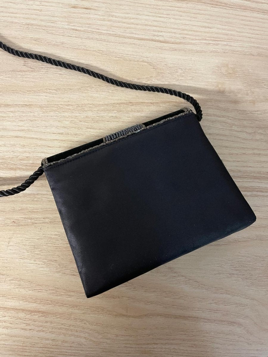 beaded bow satin velvet crossbody bag - good market thrift store