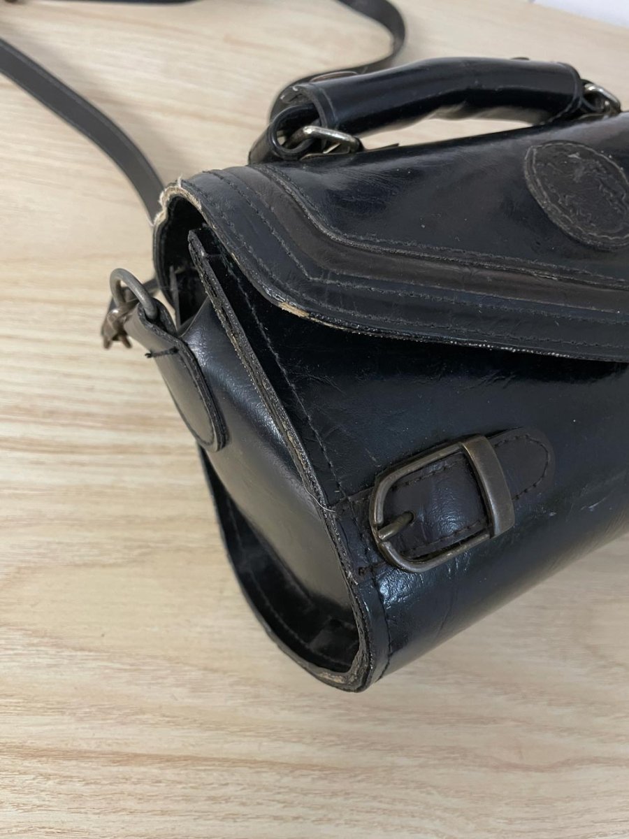 vintage faux leather top handle camera bag - good market thrift store