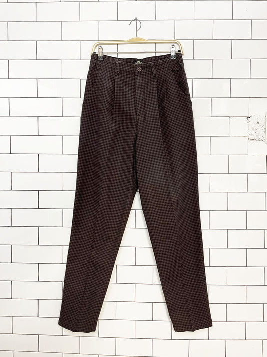 vintage lee casuals pleated houndstooth high rise pants