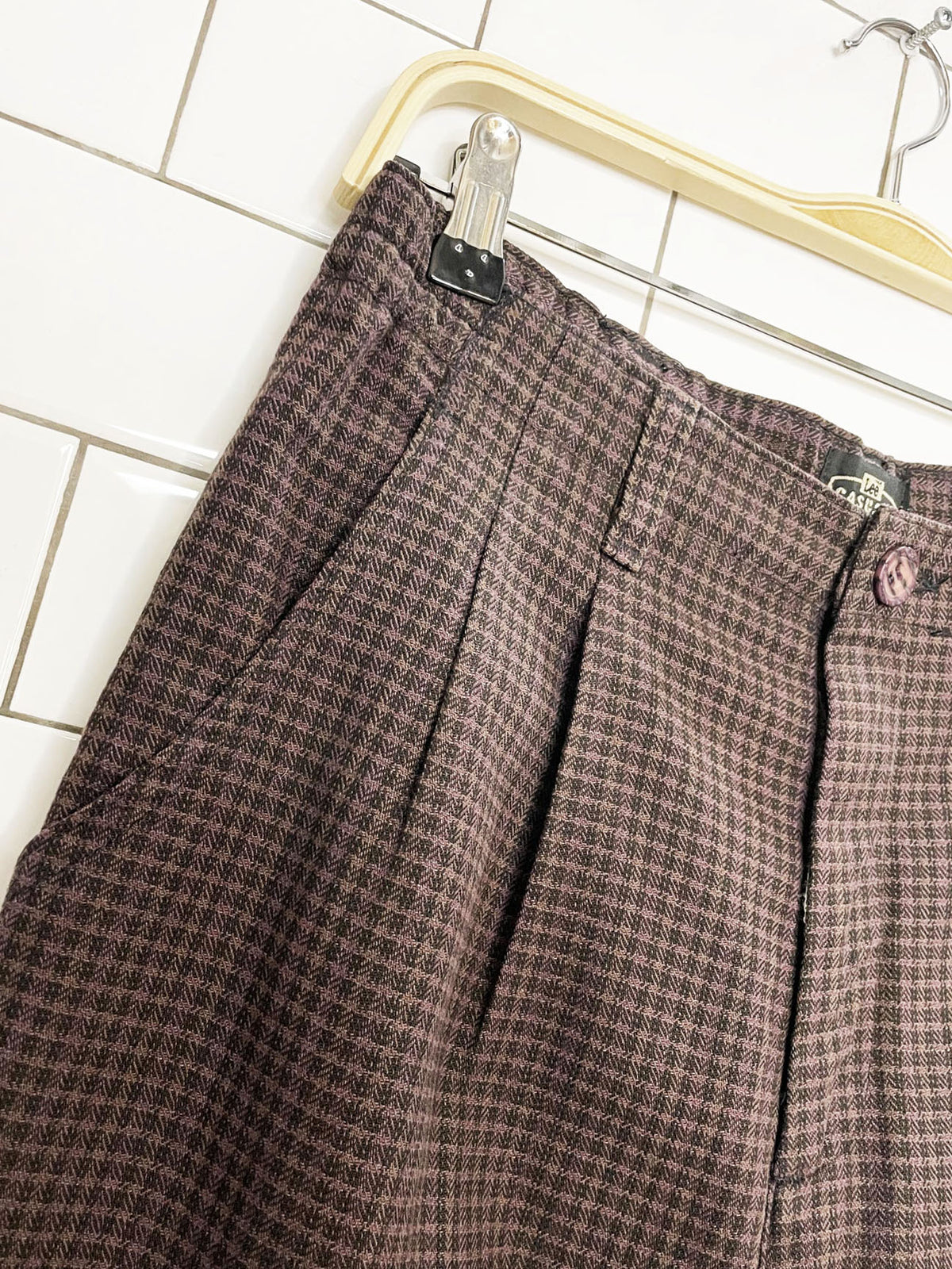 vintage lee casuals pleated houndstooth high rise pants