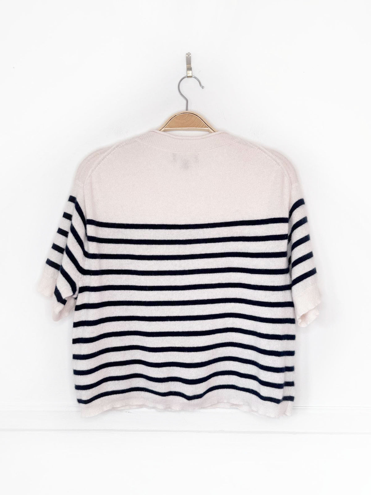 j crew 100% cashmere knit boxy crop stripe sweater top