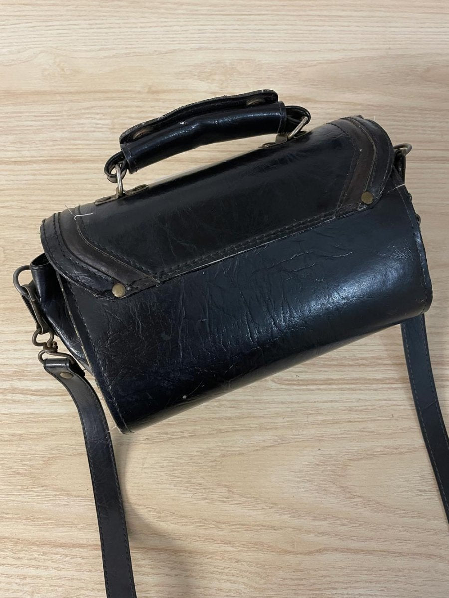 vintage faux leather top handle camera bag - good market thrift store
