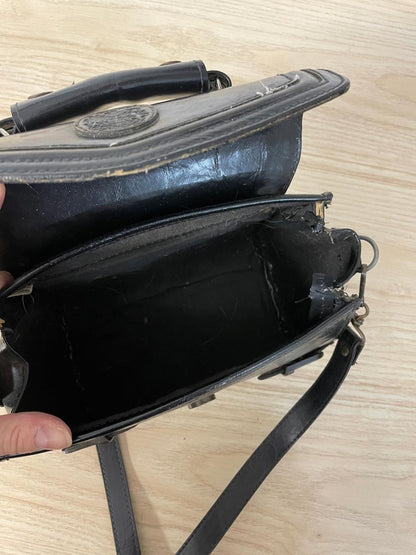 vintage faux leather top handle camera bag - good market thrift store