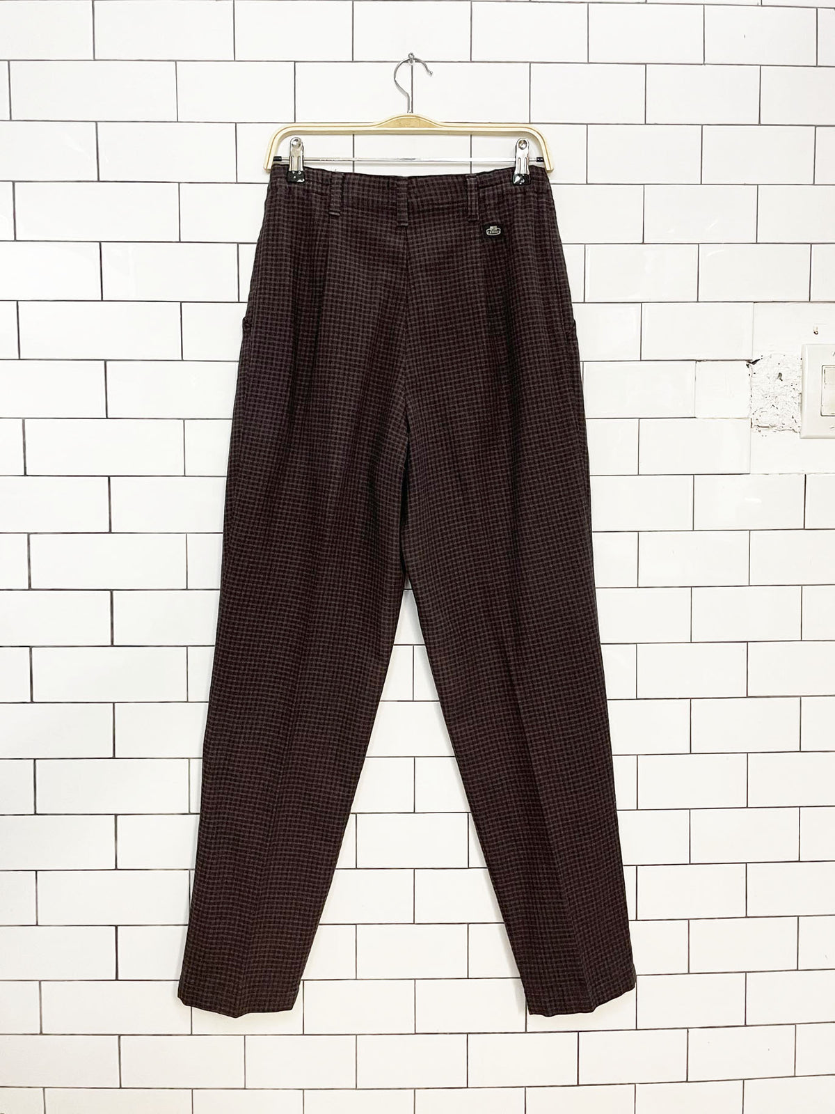 vintage lee casuals pleated houndstooth high rise pants