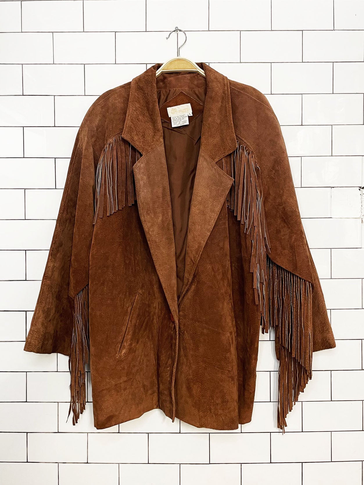 vintage 90s north county eaton suede western fringe jacket | leather