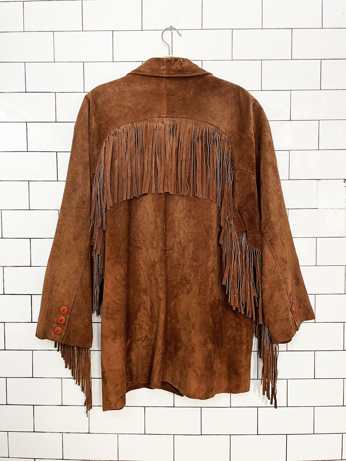 vintage 90s north county eaton suede western fringe jacket | leather