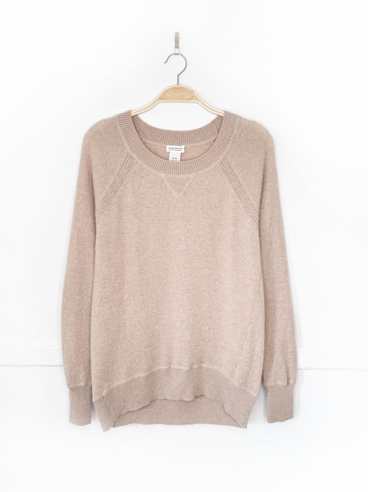 club monaco 100% italian cashmere knit elbow patch sweater