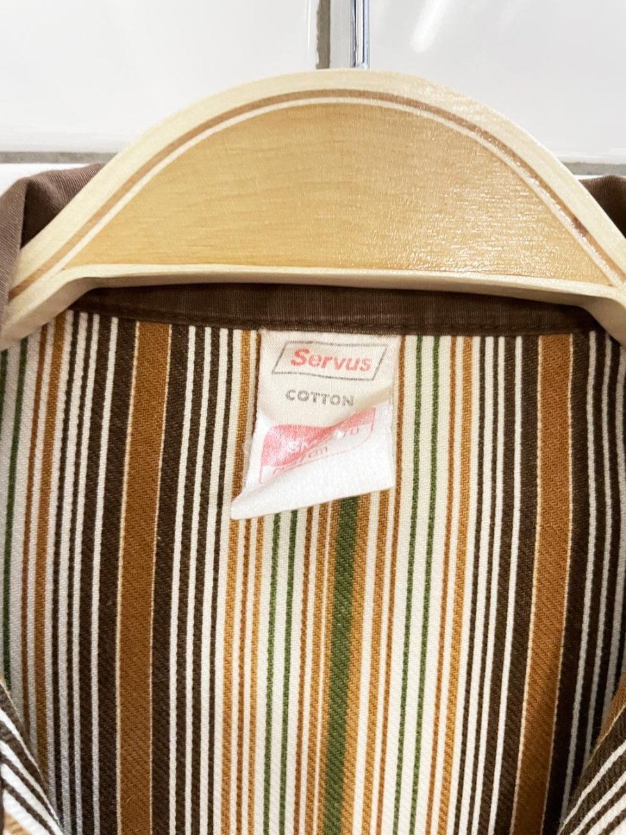 vintage 70s servus cotton stripe pj style shirt - good market thrift store