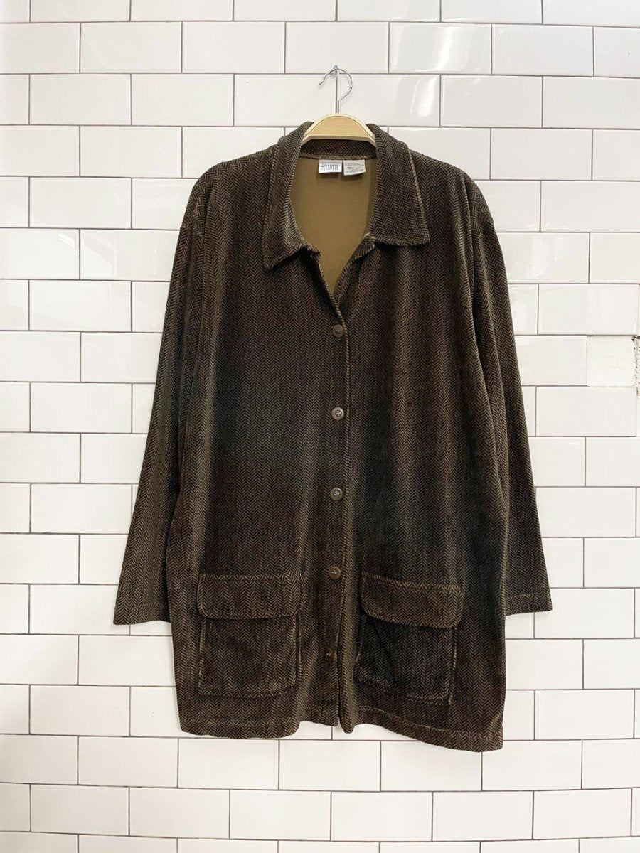 vintage 90s jason maxwell velour herringbone shirt jacket - good market thrift store