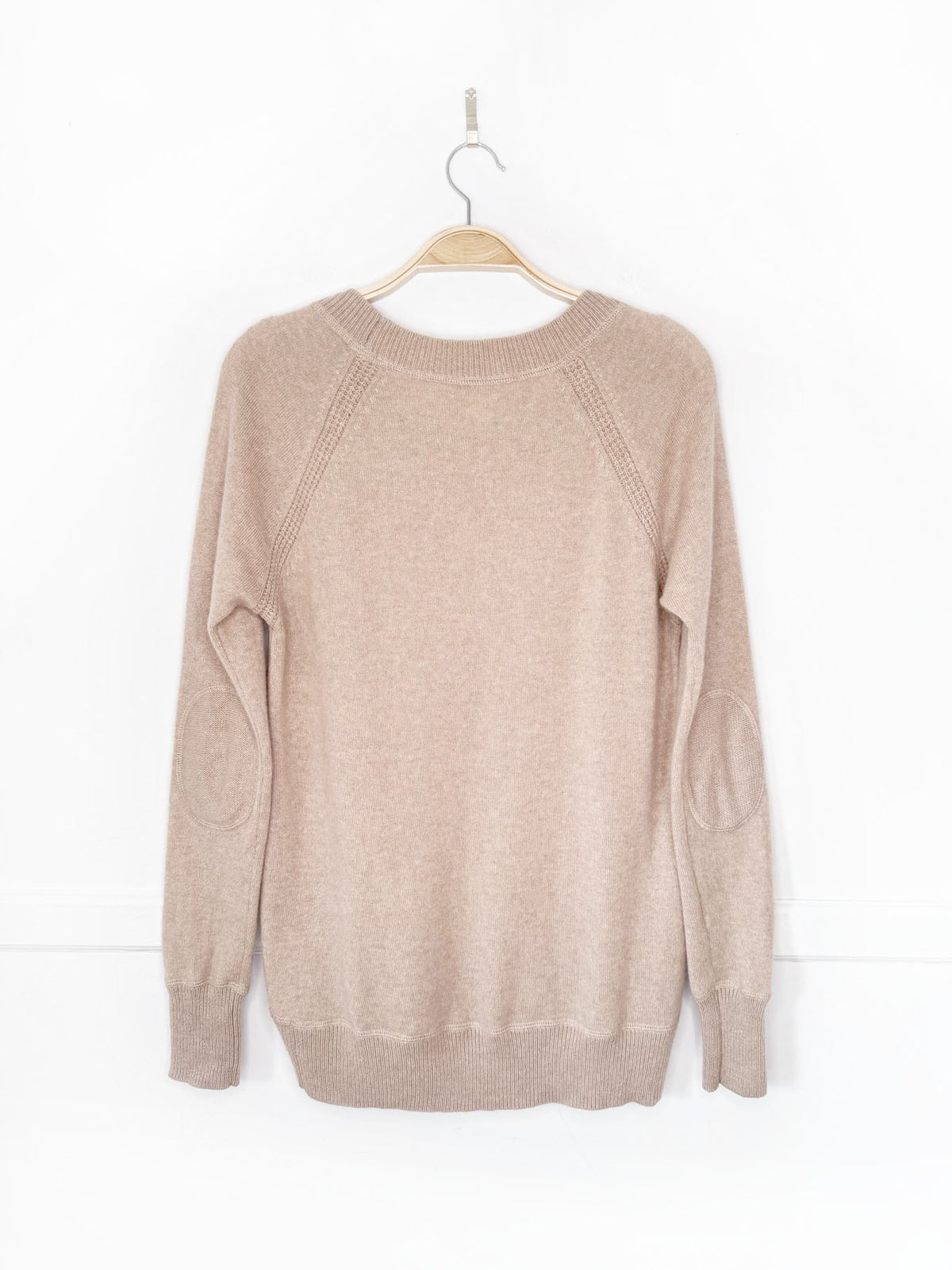 club monaco 100% italian cashmere knit elbow patch sweater