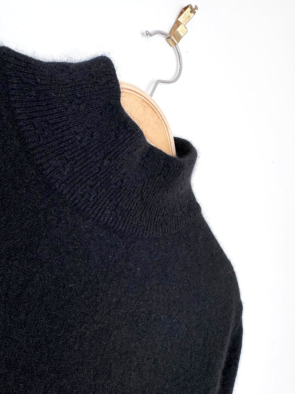 vintage lord & taylor 100% cashmere pointelle knit trim mock neck sweater