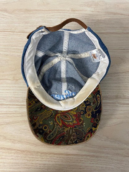 rework x vintage 90s suede brim evil eye festival denim hat - good market thrift store