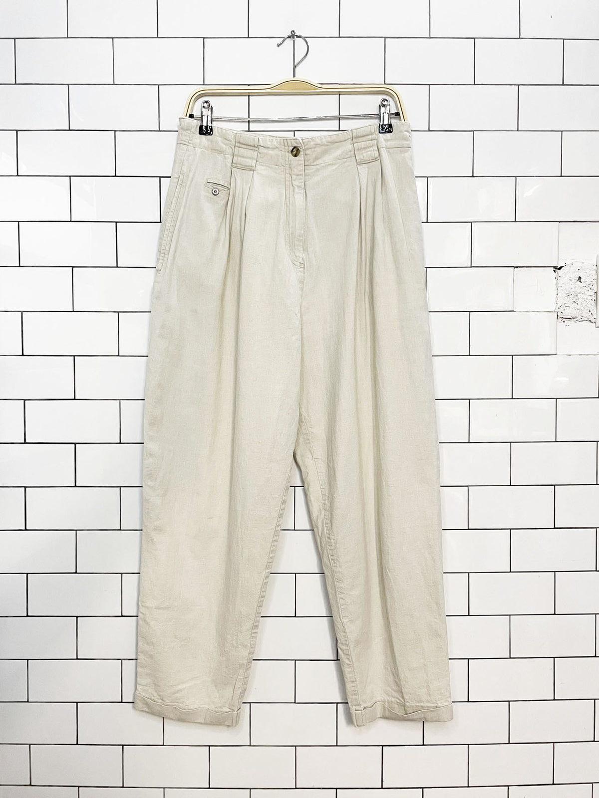 vintage 90s together linen-blend pleated high rise pants