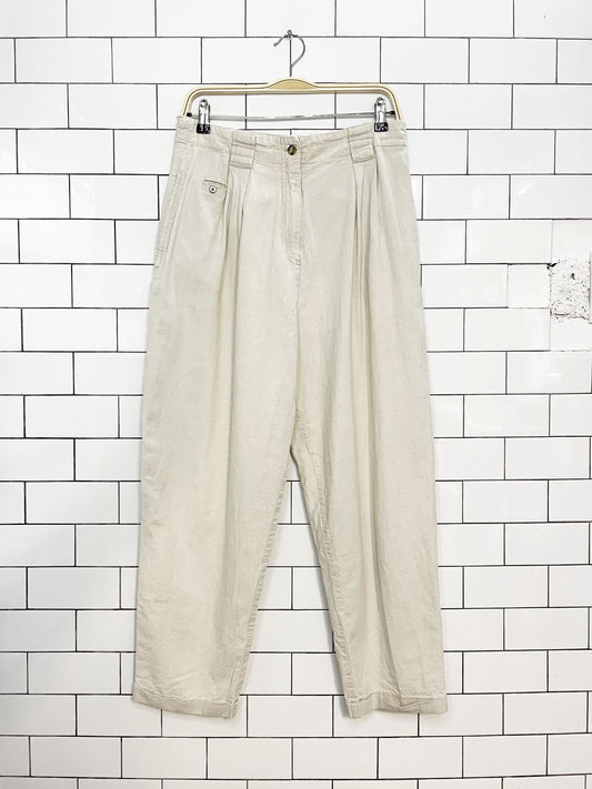 vintage 90s together linen-blend pleated high rise pants