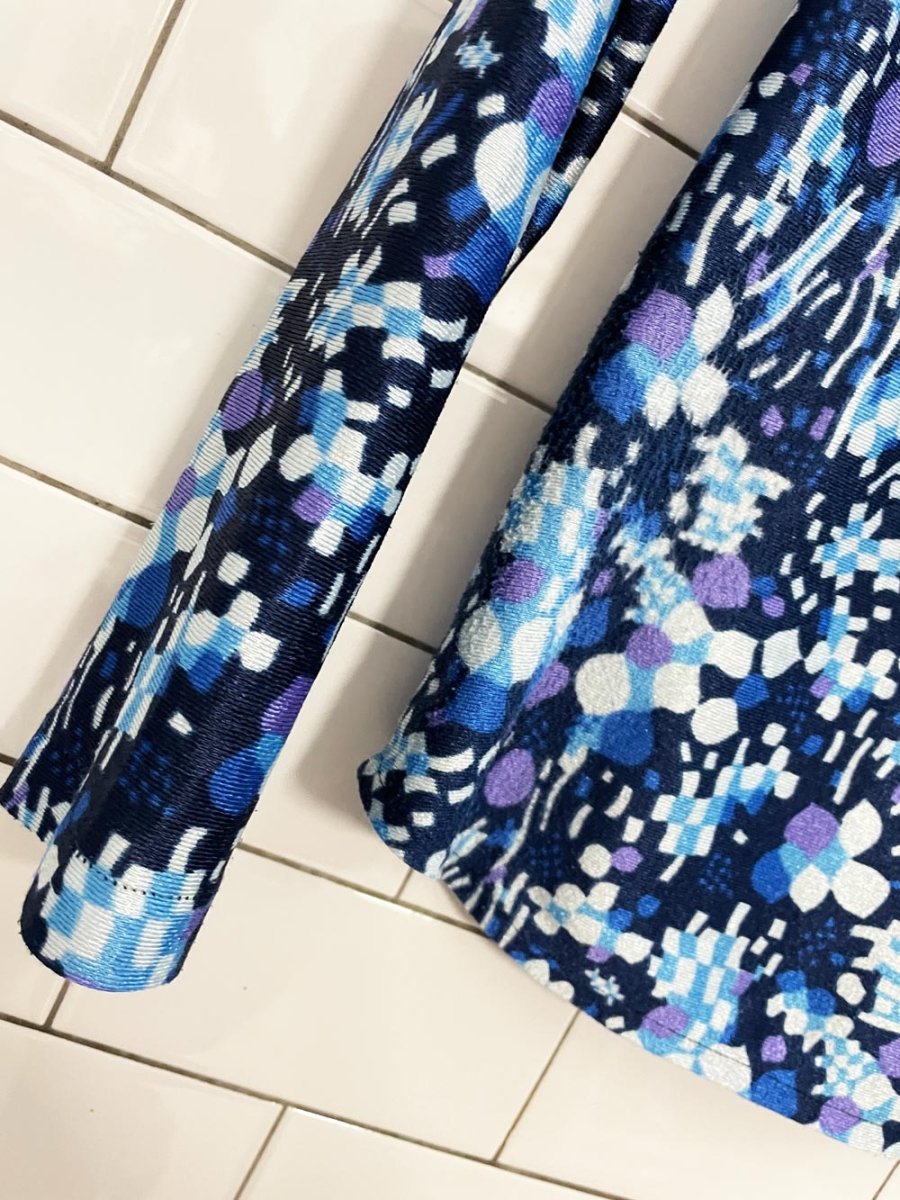 vintage 70s loustic satin poly knit retro floral shirt - good market thrift store