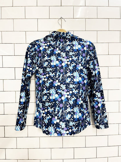 vintage 70s loustic satin poly knit retro floral shirt - good market thrift store