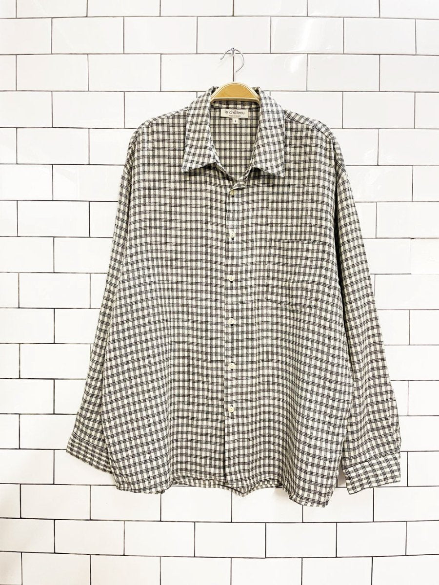 vintage 90s le chateau grunge window pane shirt - good market thrift store