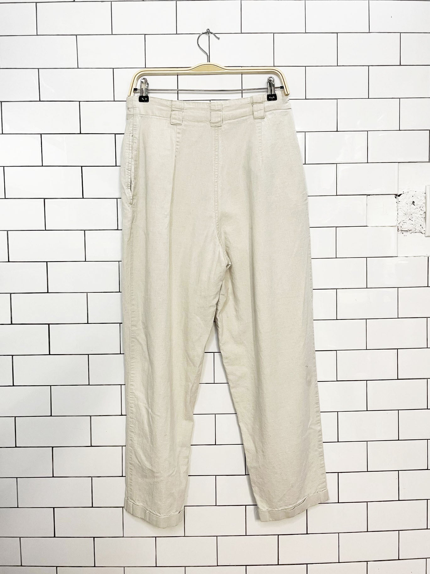 vintage 90s together linen-blend pleated high rise pants