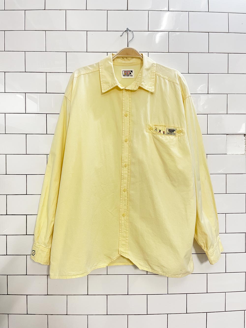 vintage 90s ton sur ton butter yellow shirt - good market thrift store