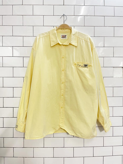 vintage 90s ton sur ton butter yellow shirt - good market thrift store