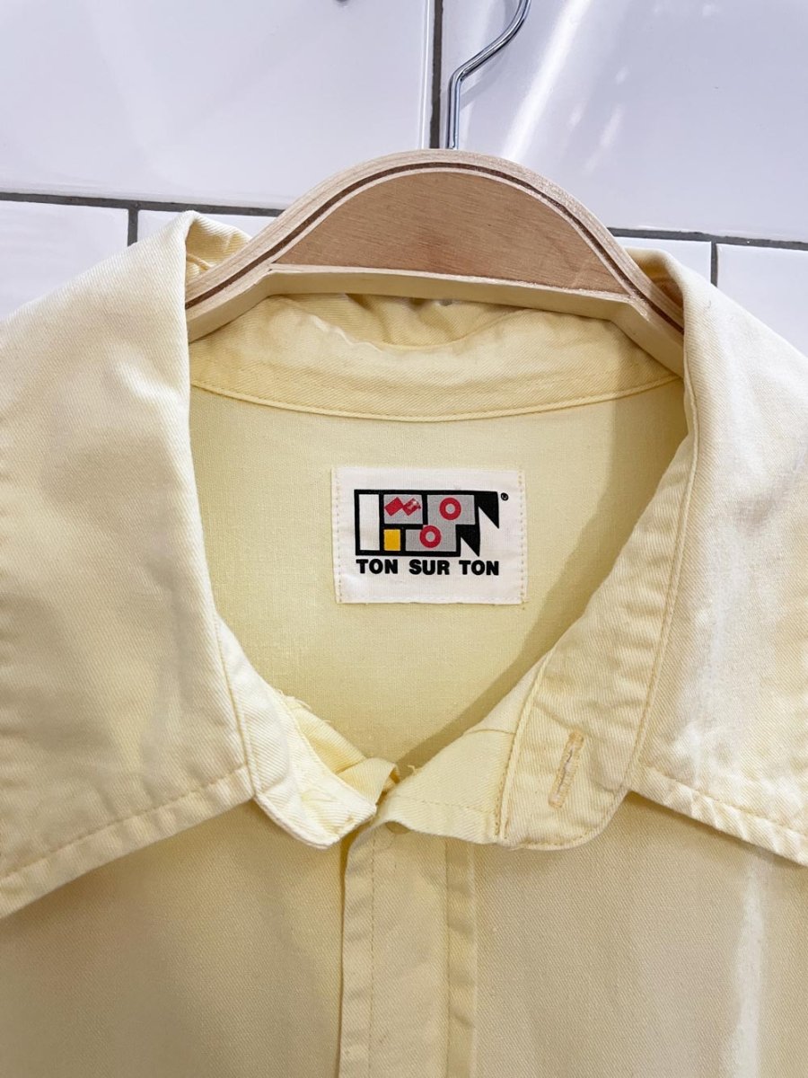 vintage 90s ton sur ton butter yellow shirt - good market thrift store