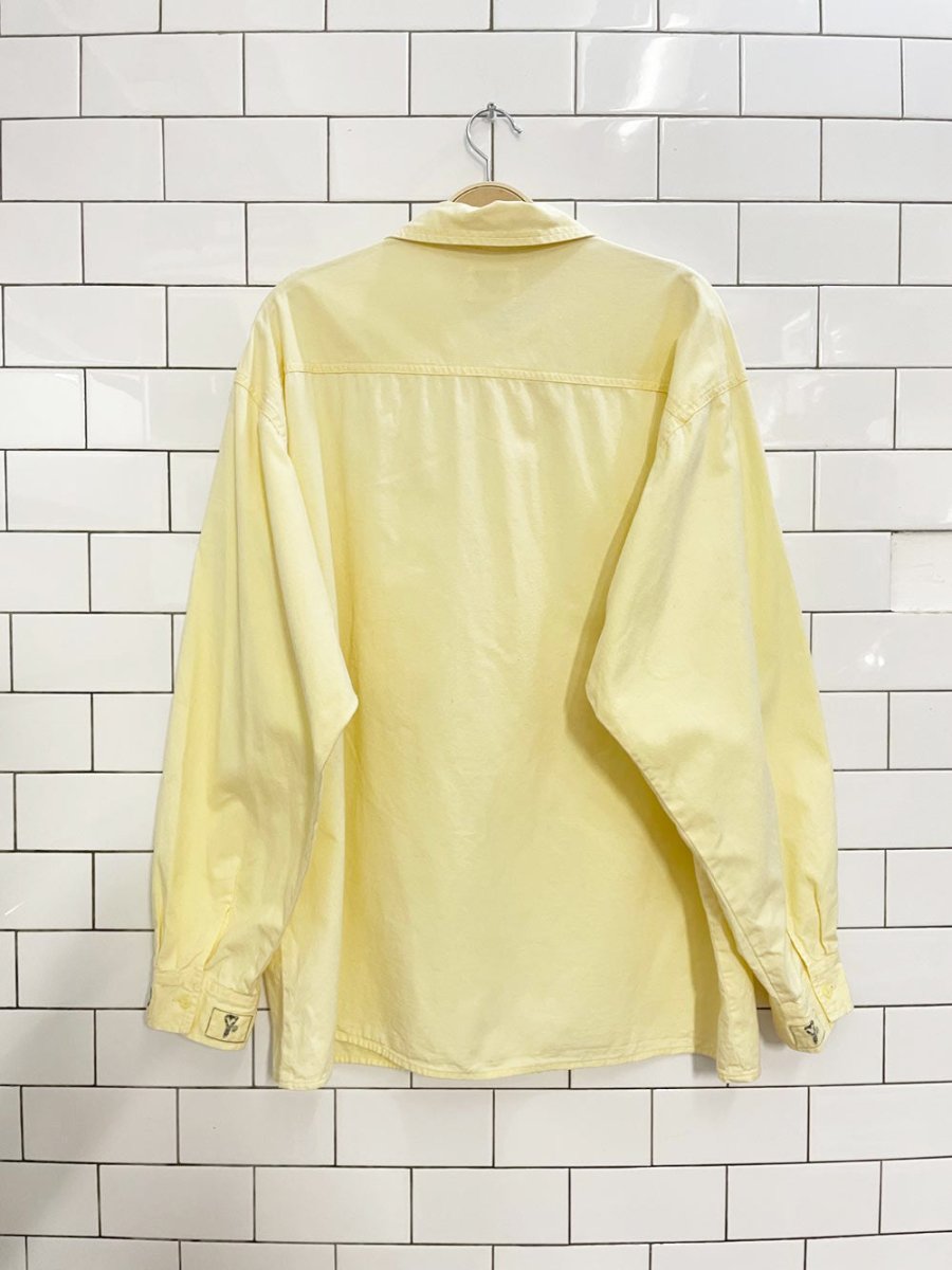 vintage 90s ton sur ton butter yellow shirt - good market thrift store
