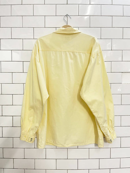 vintage 90s ton sur ton butter yellow shirt - good market thrift store