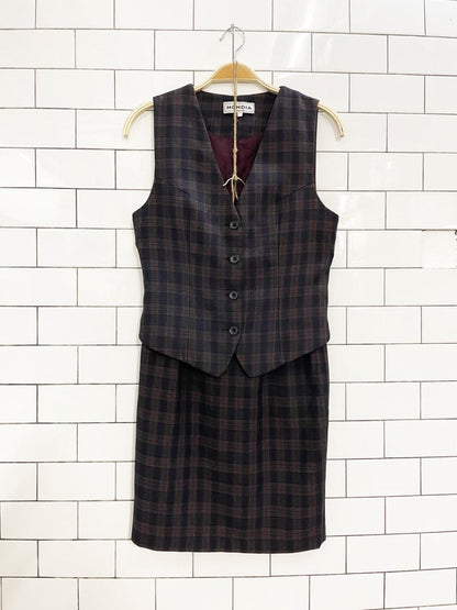 vintage 90s mondia plaid vest + mini skirt set - good market thrift store