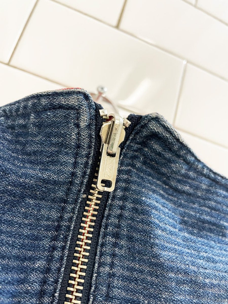 vintage 90s andy johns hooded denim vest jacket combo | flannel lined - good market thrift store