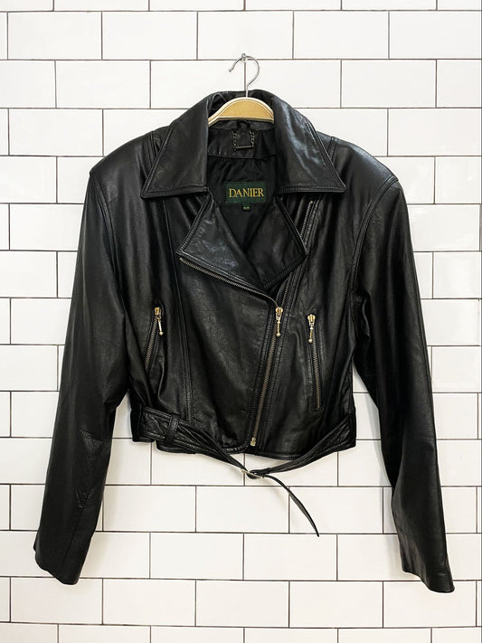vintage 90s danier butter leather cropped biker jacket | lambskin