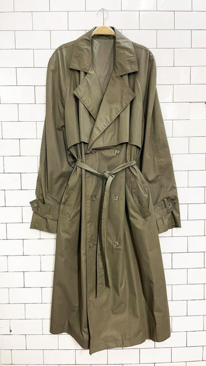 vintage cotton - blend classic belted trench coat - good market thrift store
