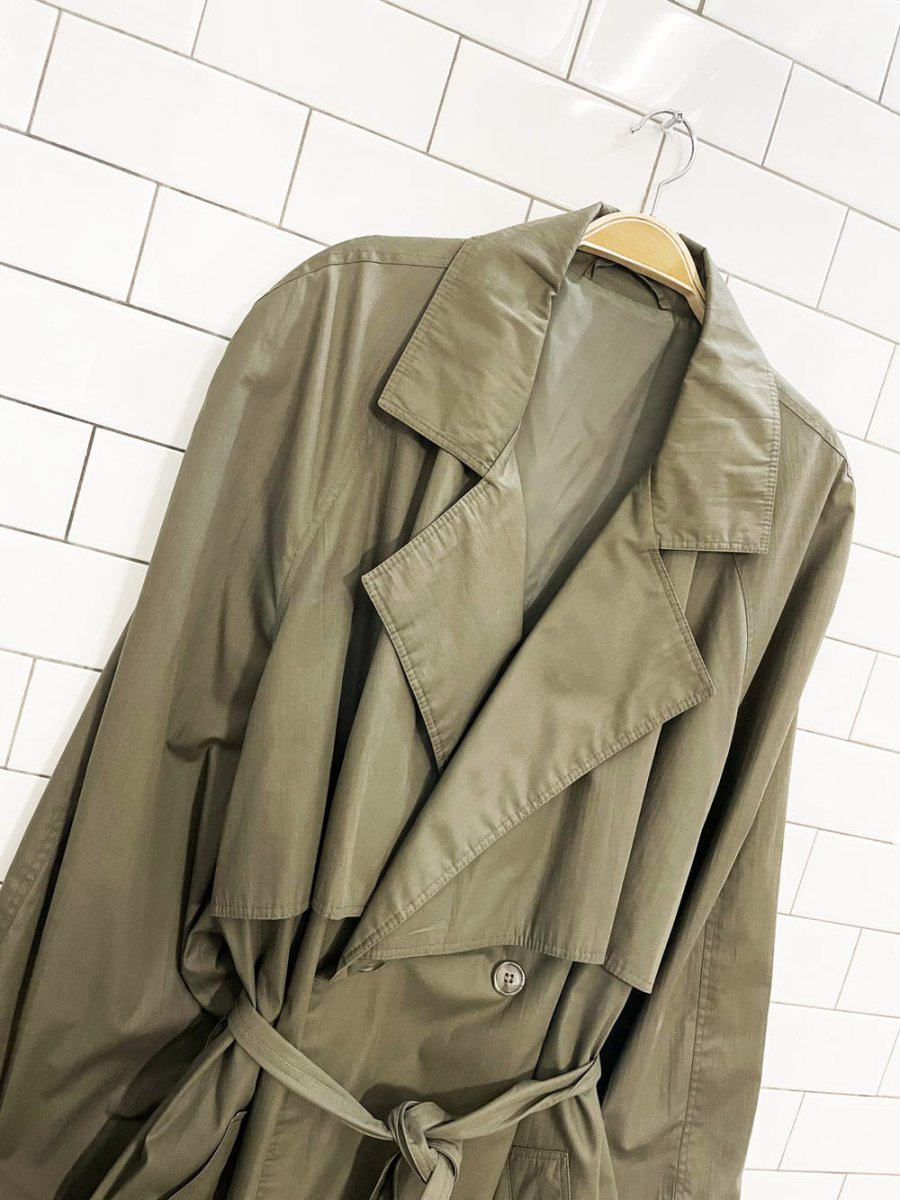 vintage cotton - blend classic belted trench coat - good market thrift store