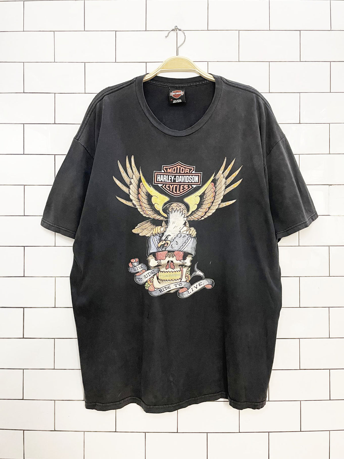 vintage harley davidson arizona eagle print tee | live to ride, ride to live