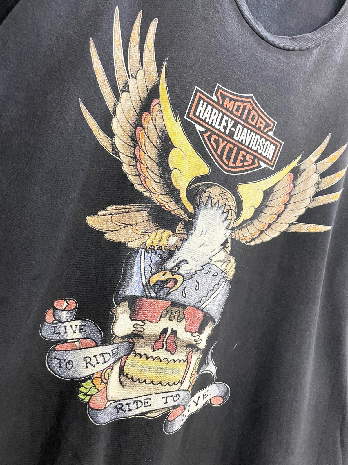 vintage harley davidson arizona eagle print tee | live to ride, ride to live