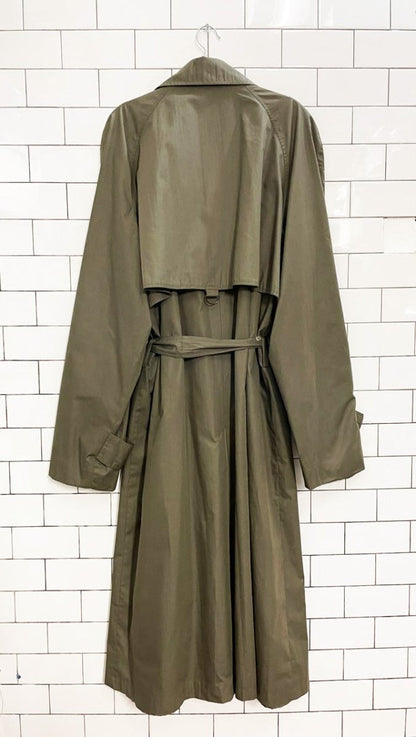 vintage cotton - blend classic belted trench coat - good market thrift store