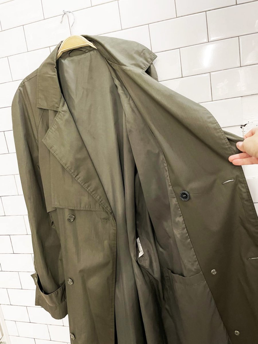 vintage cotton - blend classic belted trench coat - good market thrift store