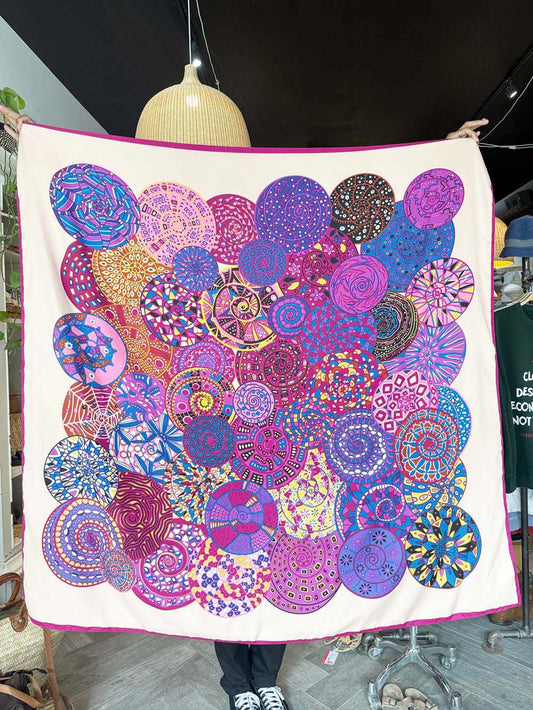 vintage 100% silk xl swirl square scarf