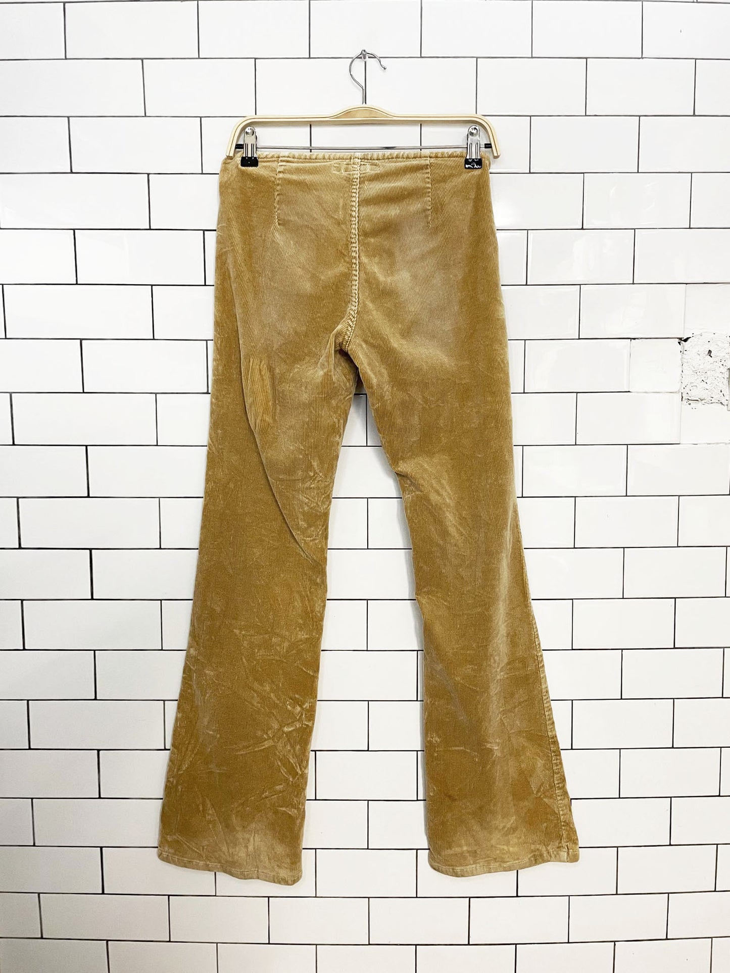 y2k redhotjean low rise belted corduroy stretchy flare pants