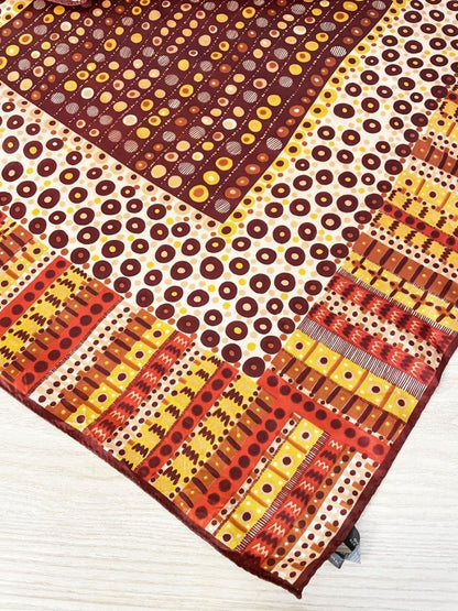 vintage satin hand - rolled edge earth art scarf - good market thrift store