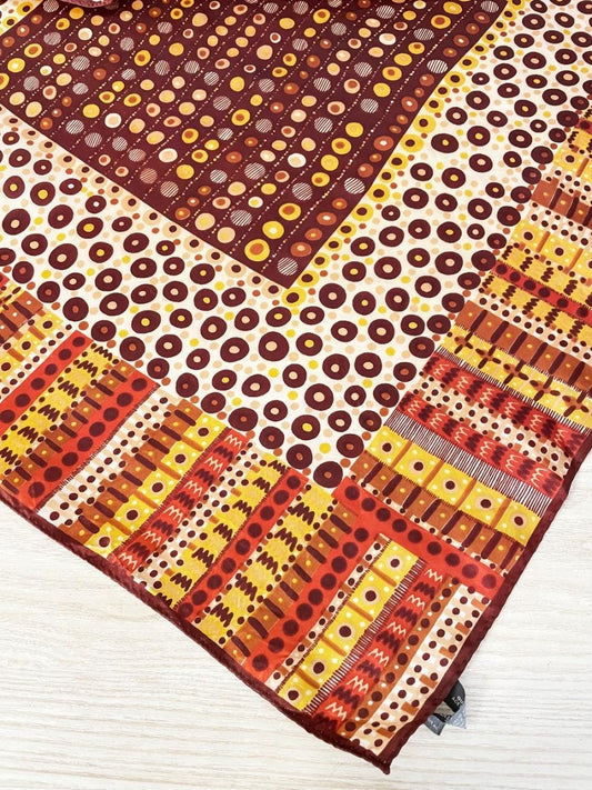 vintage satin hand - rolled edge earth art scarf - good market thrift store