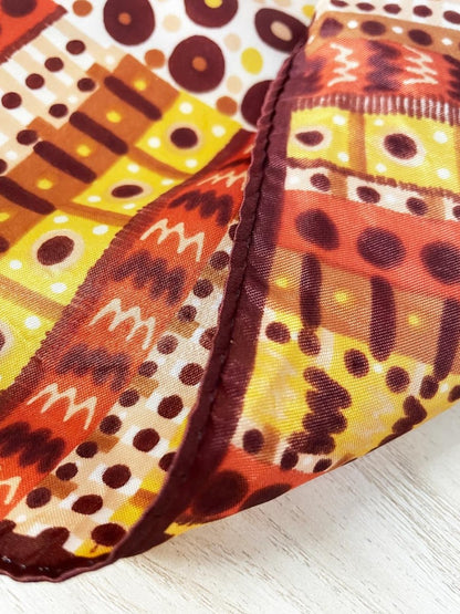 vintage satin hand - rolled edge earth art scarf - good market thrift store