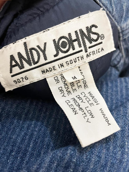 vintage 90s andy johns hooded denim vest jacket combo | flannel lined - good market thrift store