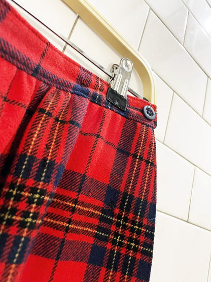vintage 80s pendleton 100% wool leslie tartan midi skirt | made in usa - good market thrift store