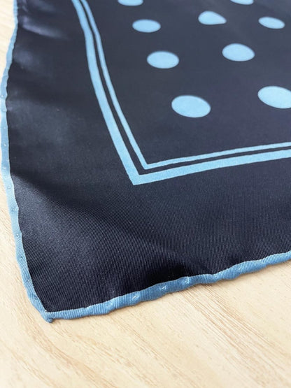 vintage silk hand - rolled edge blue polka dot scarf - good market thrift store