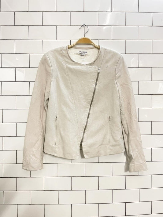 lamarque maude linen - blend butter leather jacket - good market thrift store