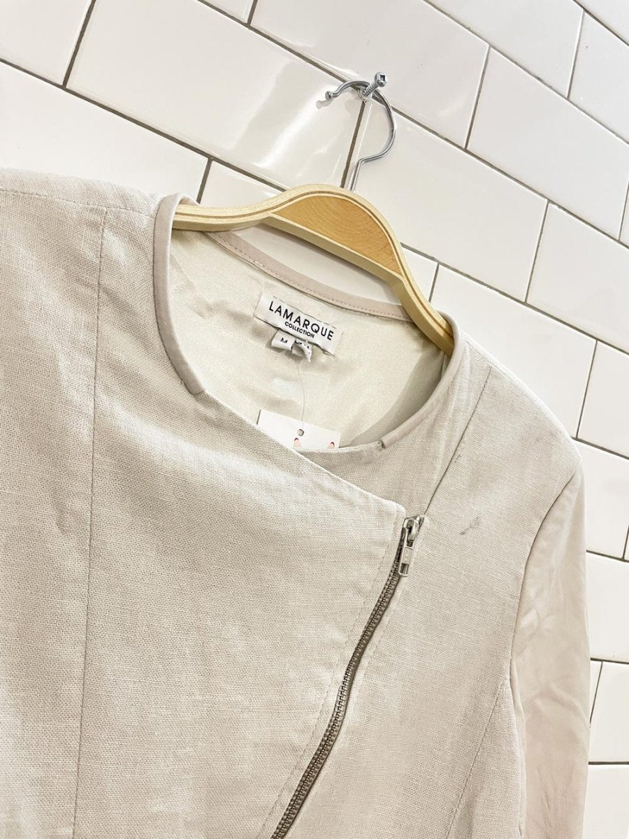 lamarque maude linen - blend butter leather jacket - good market thrift store