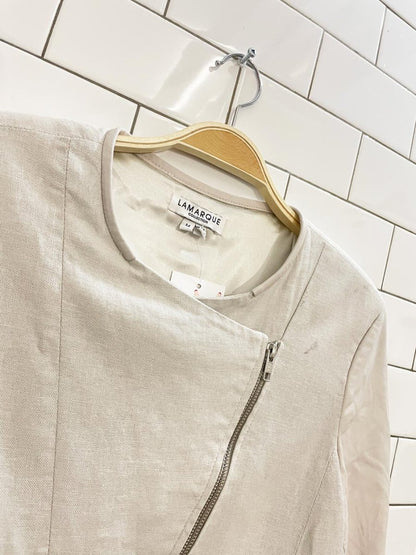 lamarque maude linen - blend butter leather jacket - good market thrift store